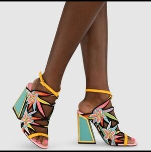 Kat Maconie Calypso Floral Caged Ankle-Strap Sandal